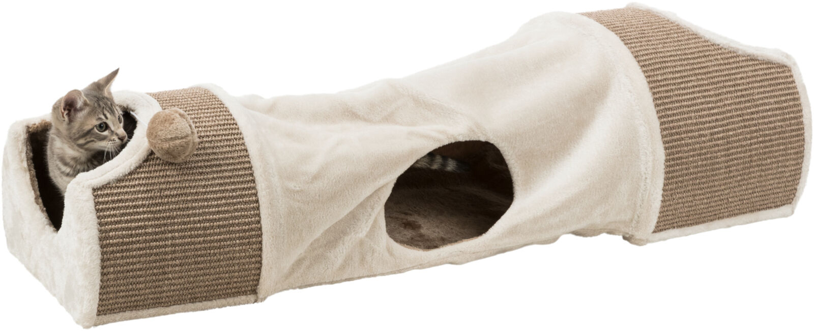 TRIXIE Plyšový škrábací tunel pro kočky 110x30x38 cm -sv.šedý/hnědý
