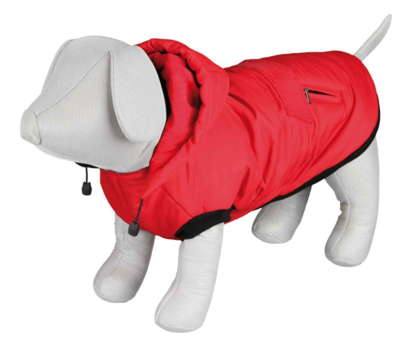 TRIXIE Červená vesta PALERMO s odepínací kapucí S:33cm, hruď:38-42cm, krk:28cm