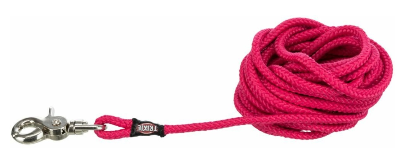 TRIXIE Stopovací vodítko kulaté, vypouštěcí karabina - fuchsia S-L:10m/6mm