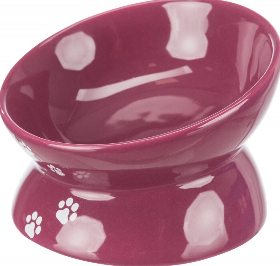TRIXIE Zvýšená ergonomická keramická miska, 0.15 l/ø 13 cm, vínová