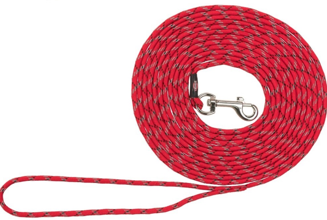 TRIXIE JUNIOR stopovací vodítko pro štěňata, XXS-XS: 4m/ø 4 mm, červená
