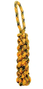 Bavlněný uzlovaný pešek HipHop ROPE 33 cm,  neon oranžová, černá, žlutá