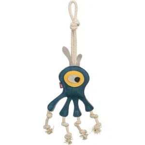 TRIXIE Monster - příšerka na laně, 47 cm, hračka pro psy,  100% pravá kůže/lano, petrolejová