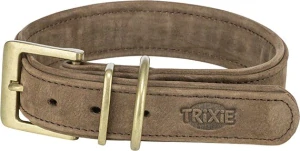 TRIXIE Obojek PURE kožený, hnědá M: 36-43 cm/ 30 mm