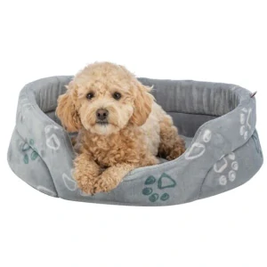 TRIXIE Pelech JIMMY Soft oválný, měkký plyš, světlešedý s tlapkami 65 x 55cm