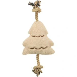 TRIXIE Vánoční stromek na laně, bez zvuku, 38 cm, plyš/bavlněné lano, béžová