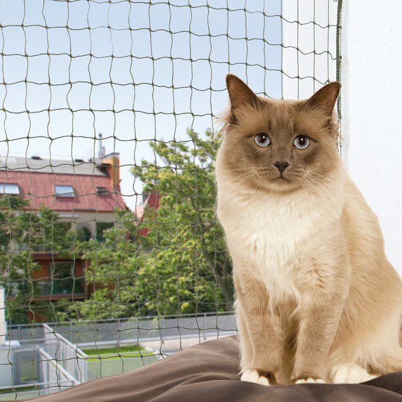 TRIXIE Ochranná síť pro kočky, tkaný drát, olivová 6x3m
