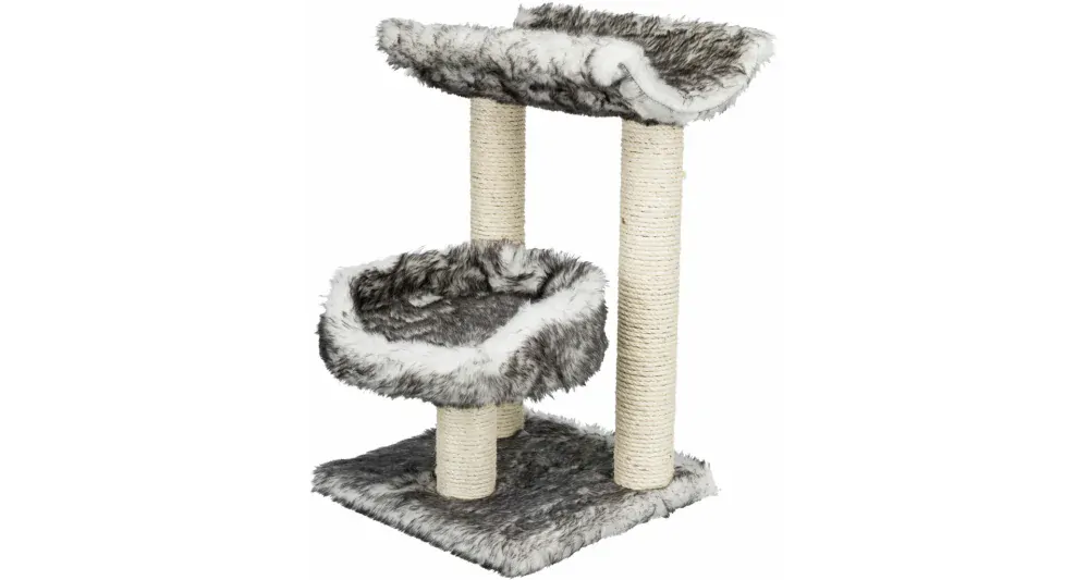 TRIXIE Škrábadlo ISABA s pelíškem,dlouhý plyš 62cm - černo-bílé