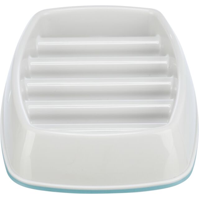 TRIXIE Miska k pomalému krmení, design mříž, 0,25l/21 ×14 cm, plast/TPR, šedá