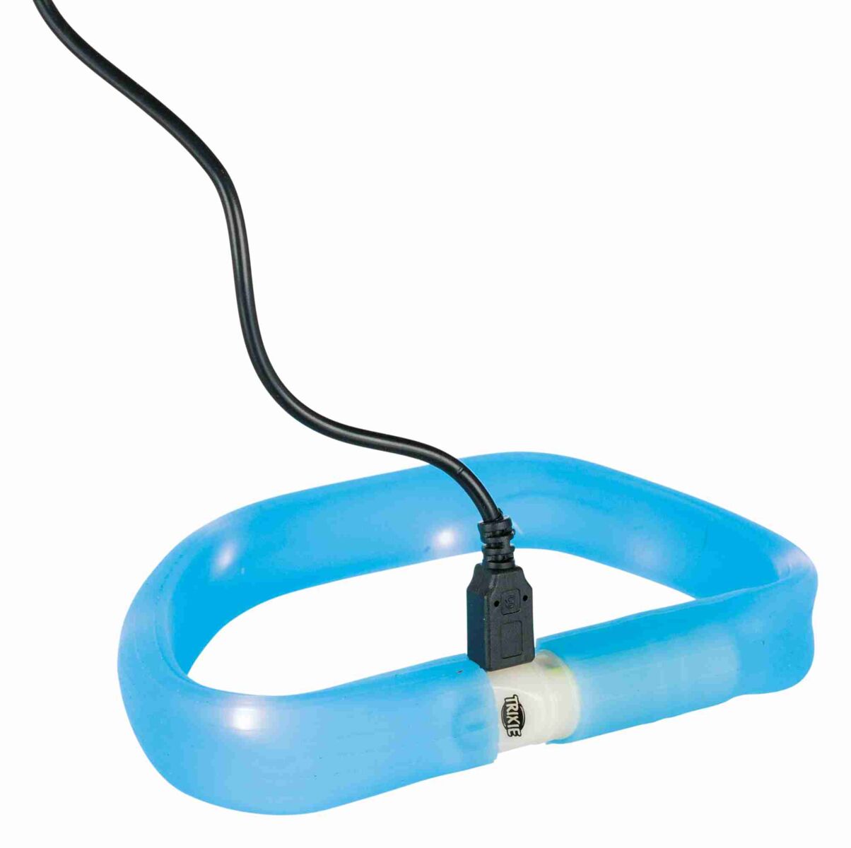 TRIXIE USB svítící obojek PLOCHÝ, modrý (RP 2,10 Kč) L-XL: 70 cm/30 mm
