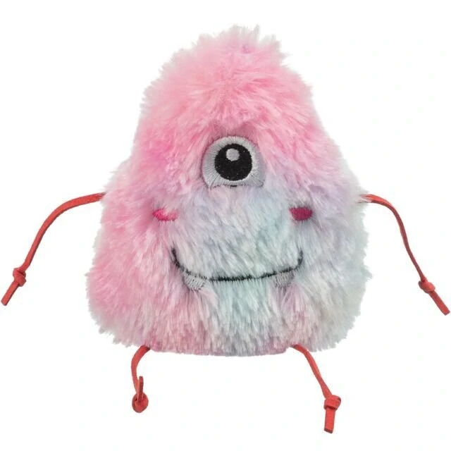 TRIXIE Monster příšerka jednooká 12 cm, s catnipem, plyš, růžová/světlemodrá