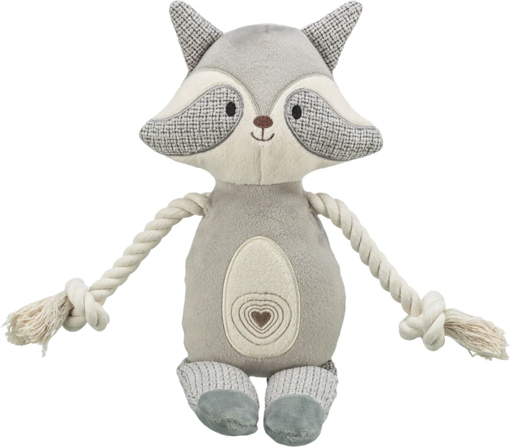 TRIXIE Mýval s lanem, hračka se zvukem, 33 cm, plyš/tkanina/lano