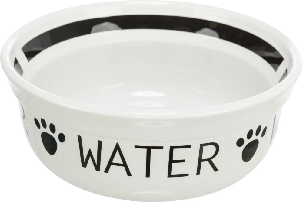 TRIXIE Keramická miska WATER, bílá/černá 0,25 l/ ø 13 cm