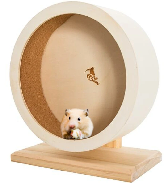 PetBuddy šikmá plošina, běhací disk pro křečky, 22 cm, borové dřevo/korek