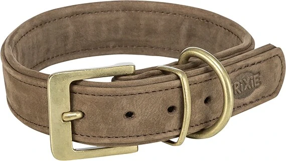 TRIXIE Obojek PURE kožený, hnědá S-M: 31-37 cm/ 30 mm