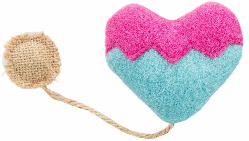 TRIXIE HEART - srdce, šustící hračka pro kočky s katnipem, 8 cm/18 cm, plsť/juta - DOPRODEJ