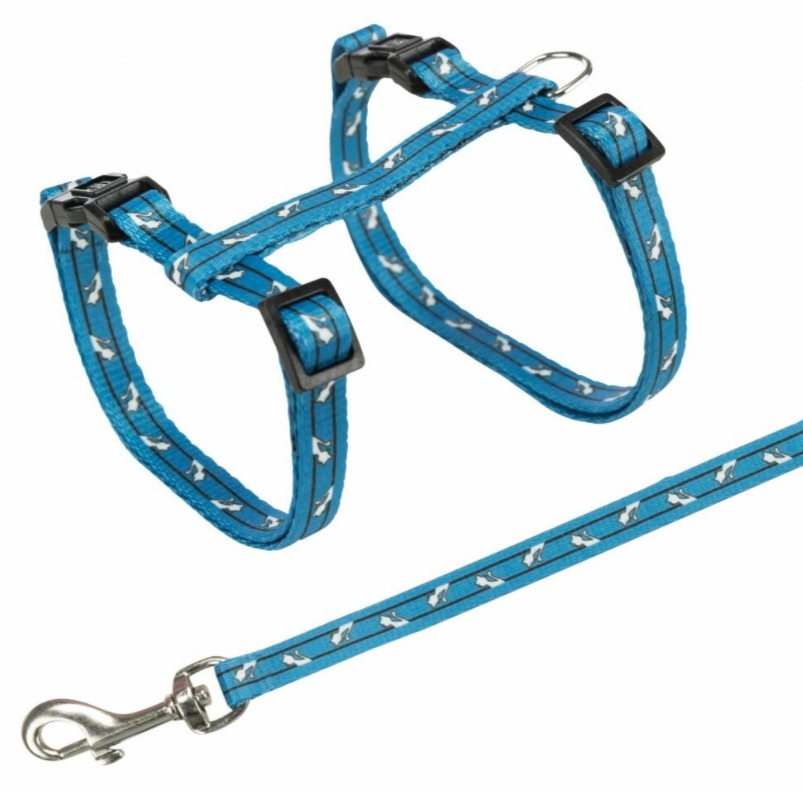 TRIXIE Postroj s vodítkem pro kočku - motiv 27-45cm/10mm 1,20m