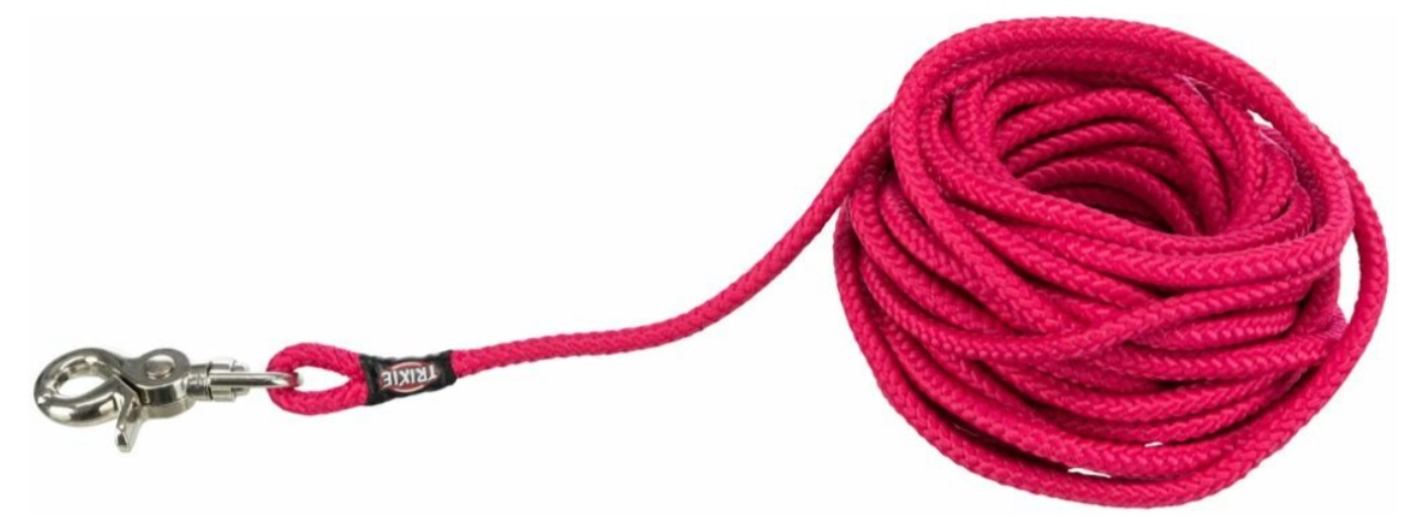 TRIXIE Stopovací vodítko kulaté, vypouštěcí karabina - fuchsia S-L:5m/6mm