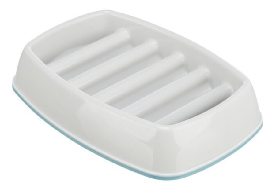 TRIXIE Miska k pomalému krmení, design mříž, 0,25l/21 ×14 cm, plast/TPR, šedá