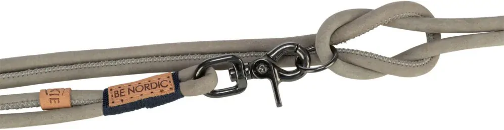TRIXIE BE NORDIC prodlužovací kožené kulaté vodítko, XS-L: 2.00 m/ ø 8mm, šedá