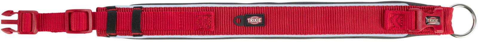 TRIXIE PREMIUM obojek extra široký, červená/grafit S-M: 33-42 cm/35 mm