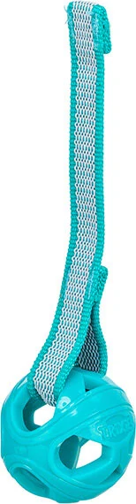 TRIXIE Honeycomb Ball, prodyšný míček s páskem, ø 6 cm/ 23 cm, TPR, tyrkysová