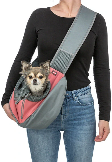 TRIXIE Front Sling Carrier - přední nosítko/taška, 50 x 25 x 18 cm, růžová/šedá (max. 5kg)