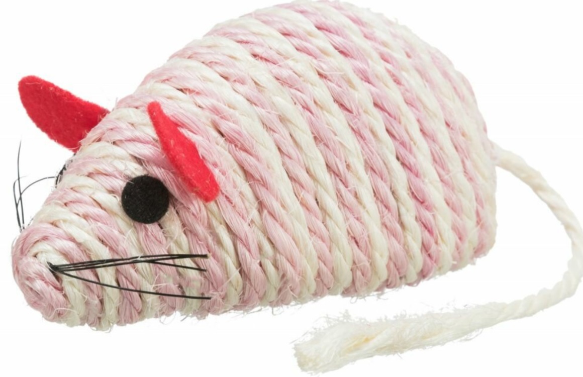 TRIXIE Myš se štěrchacími kuličkami uvnitř, sisal 10 cm