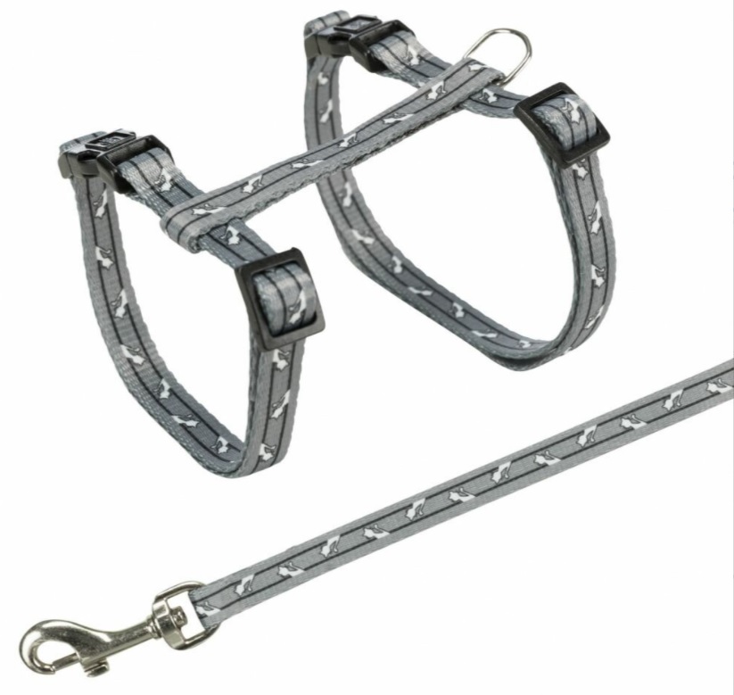 TRIXIE Postroj s vodítkem pro kočku - motiv 27-45cm/10mm 1,20m