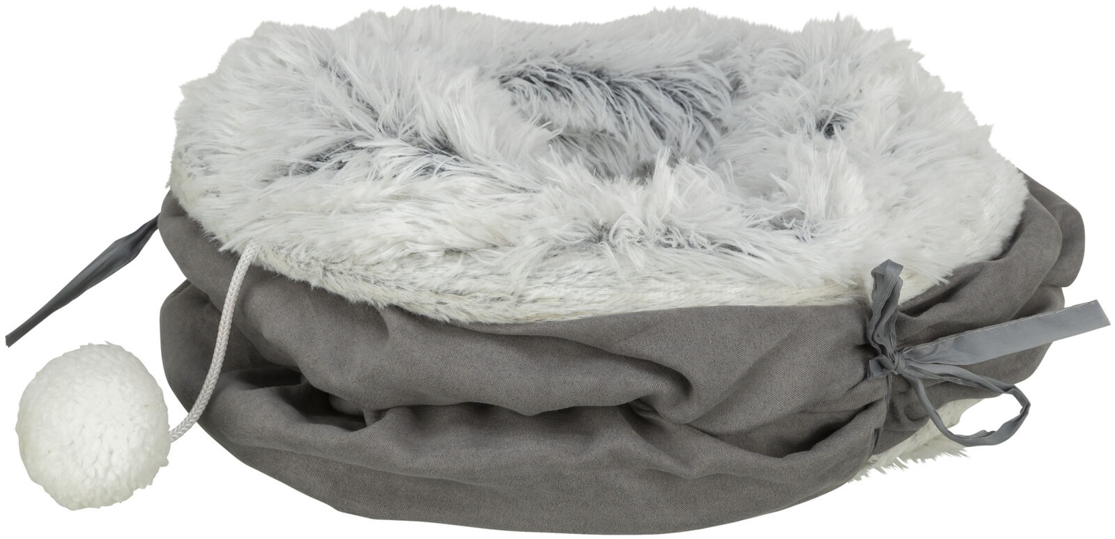 TRIXIE Plyšový tunel pro kočky HARVEY s hračkami, 4 vstupy, 27 x 116 cm, šedá