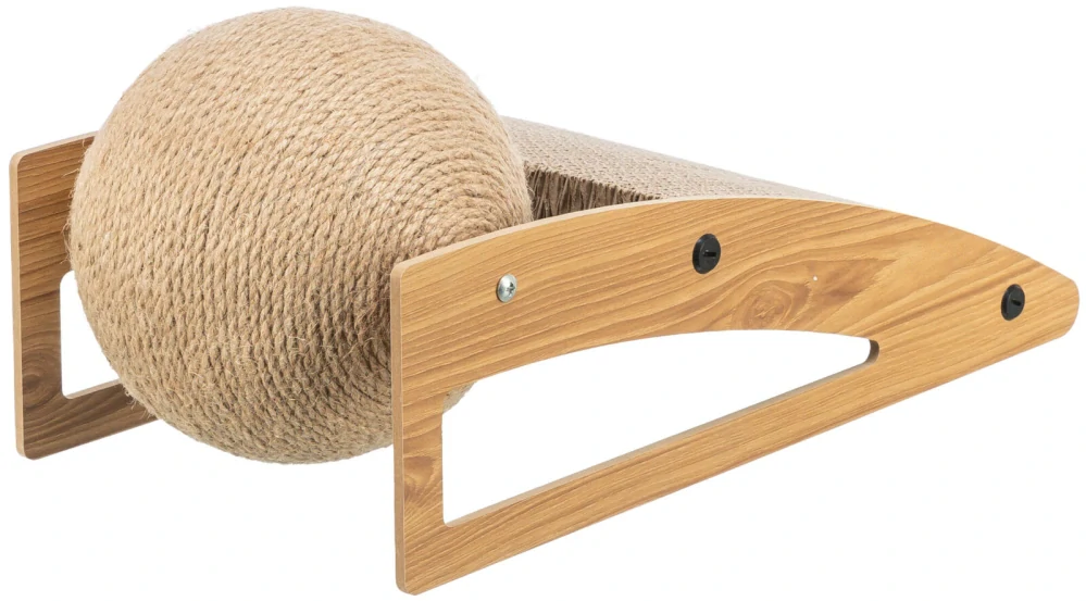 TRIXIE Škrabací rampa s míčem, 40 × 17 × 20 cm, dřevo/karton/sisal