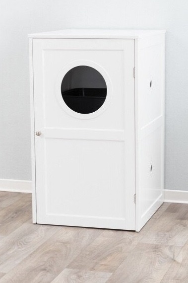 TRIXIE XL domek na kočičí toaletu, 2 poličky, MDF, 53 x 90 x 58 cm, bílá