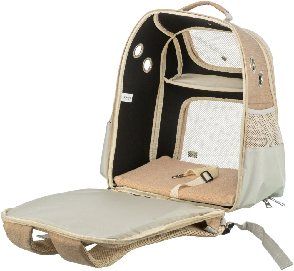 TRIXIE Batoh WILLOW, 38 × 25 × 45 cm, do 7 kg, nylon, béžová/hnědá