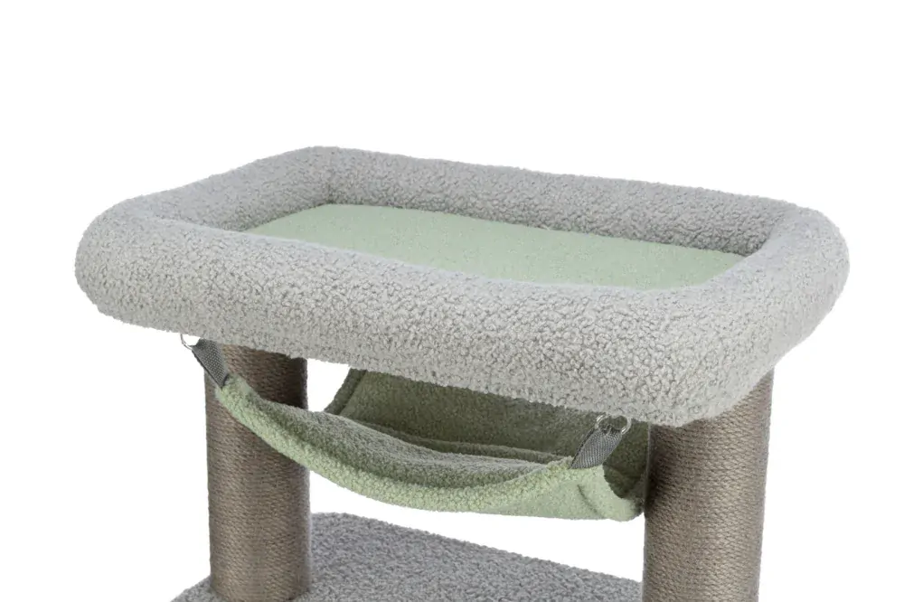 TRIXIE JUNIOR škrábadlo LUNITO, 2 patra, jeskyně, hammock, 71 cm, šedá/mátová