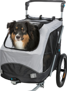 TRIXIE Vozík za kolo s funkcí rychlého skládání M 63 x 95 x 90/132 cm, nosnost max. 22 kg, šedý