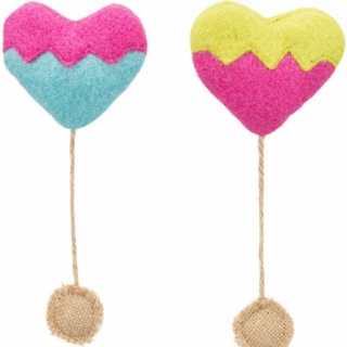 TRIXIE HEART - srdce, šustící hračka pro kočky s katnipem, 8 cm/18 cm, plsť/juta - DOPRODEJ