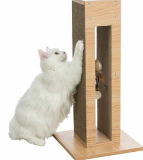 TRIXIE Škrábací sloupek vzhled dřeva, s hračkou, MDF/karton/juta, 62cm